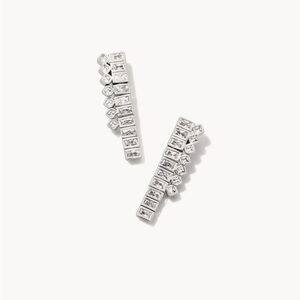 Kendra Scott Gracie Tennis Linear Earrings with White Crystals NWT